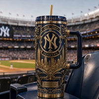 NYY Interlocking Crest - Gold Relief Tumbler Statement