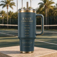 Rally Language - Typographic Court Tumbler in Slate and Brass