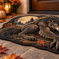 Moonlit Repose - Wolf Form Against a Silvered Forest