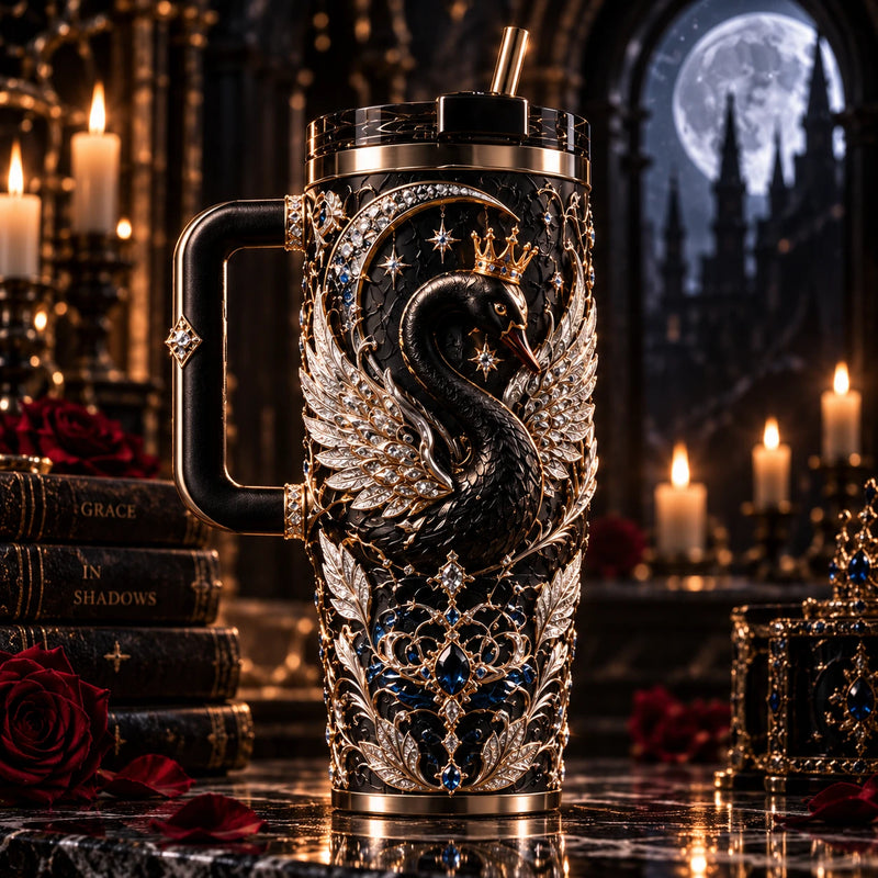 Grace in Shadows - Crowned Swan Baroque Tumbler