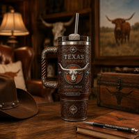 TEX - Tooled Scrollwork, Star Accents and a Longhorn Emblem